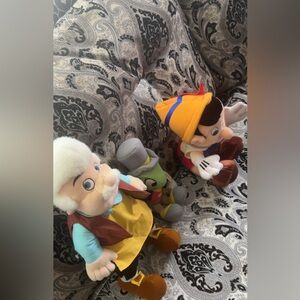 Vintage Pinocchio,Geppetto and cricket Plush Toy Set